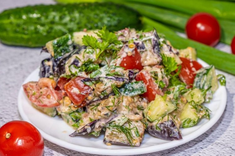 Salad with Eggplant and Watercress