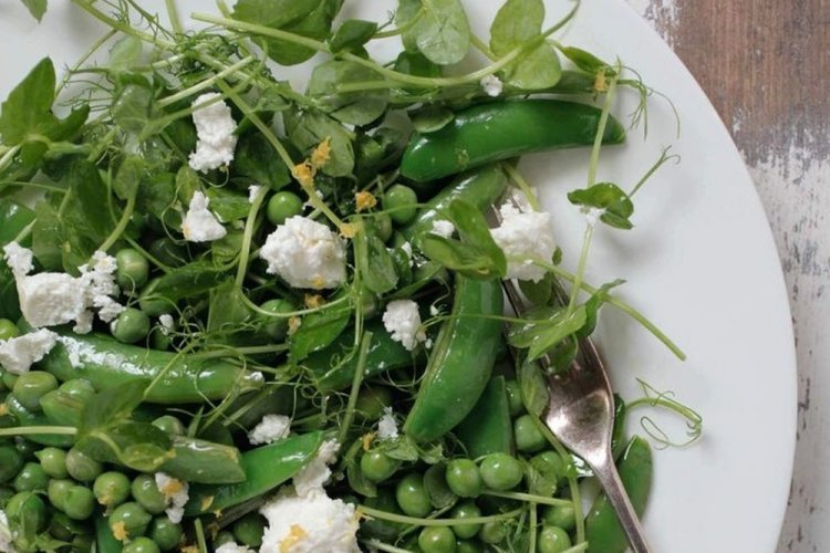 Salad with Green Peas, Watercress, and Goat Cheese