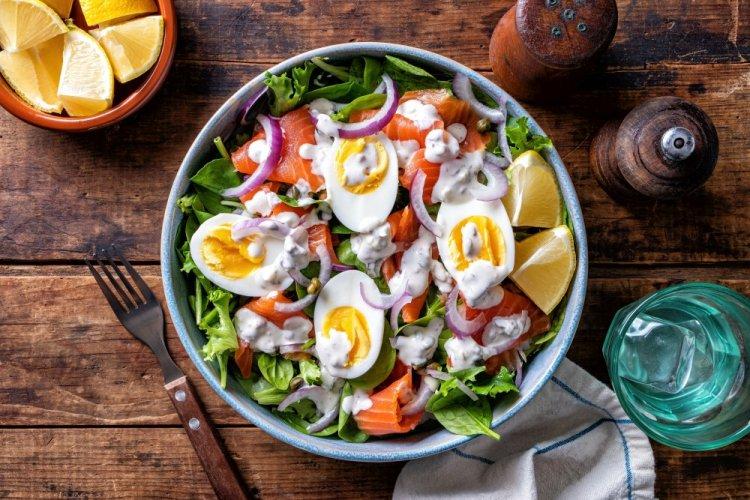 Red Fish, Egg, and Greek Yogurt Salad
