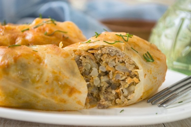 Relleno con carne picada y garbanzos