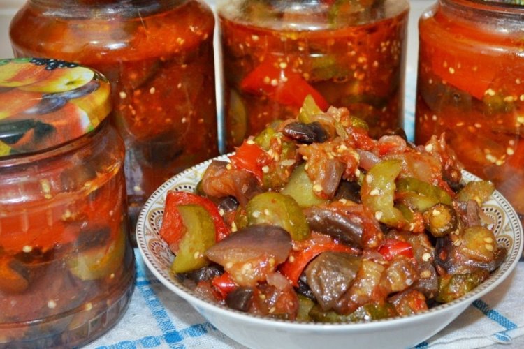 Eggplant and Cucumber Salad for Winter Without Sterilization