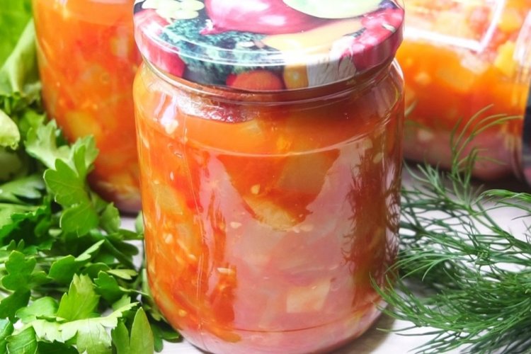 Zucchini Salad with Vegetables Without Sterilization