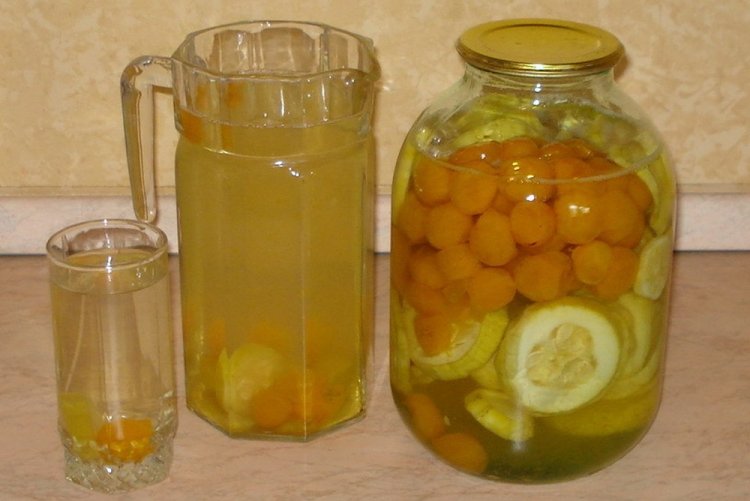 Zucchini and Cherry Plum Compote Without Sterilization