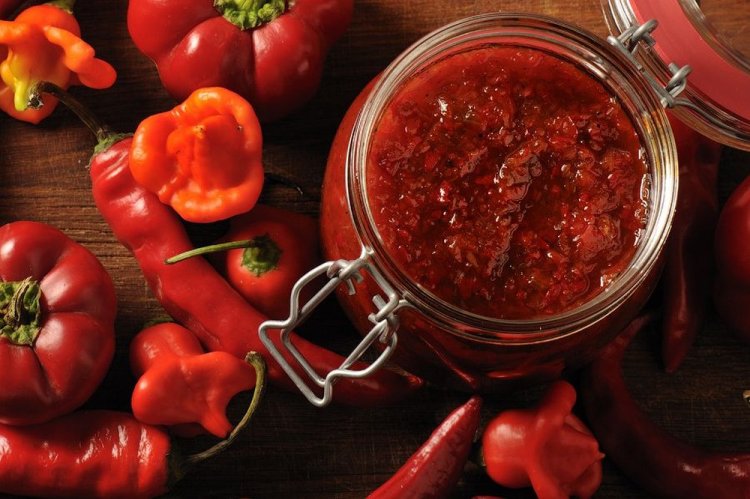 Bell Pepper Adjika with Garlic and Herbs