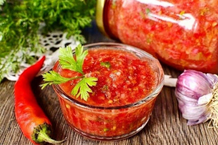Bell Pepper Adjika with Celery for Winter