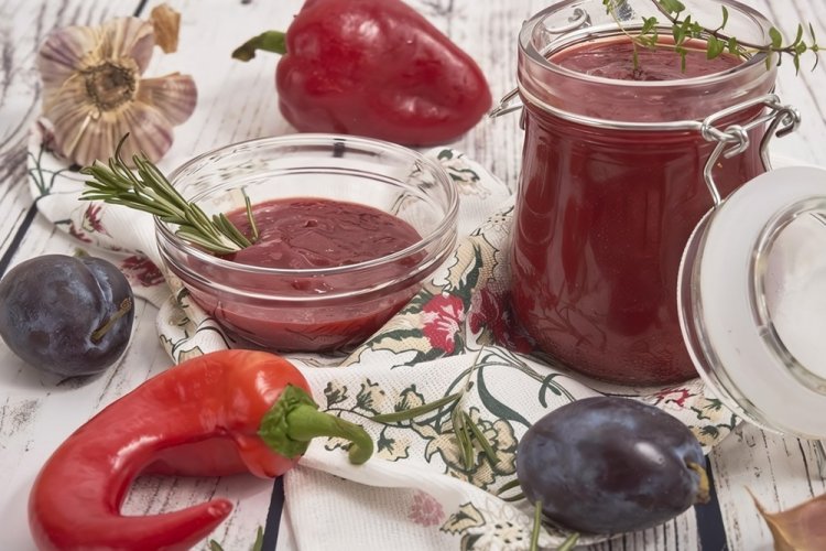 Bell Pepper Adjika with Plums