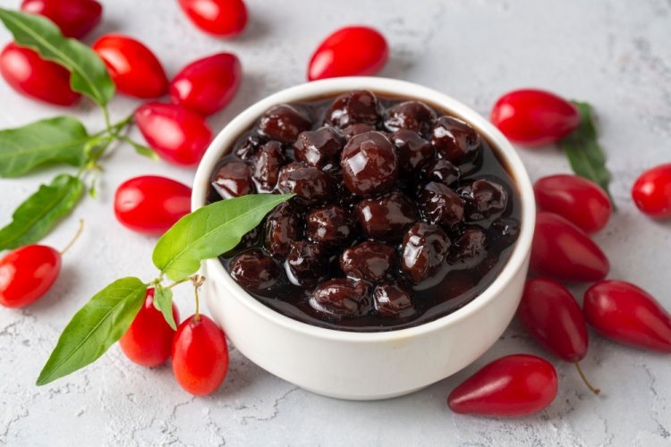 Cornelian Cherry Jam with Zest and Mint