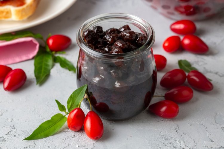 Five-Minute Cornelian Cherry Jam with Pits