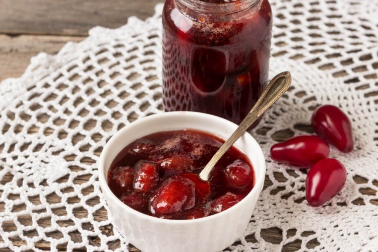 Cornelian Cherry Jam with Pits in a Single Boil