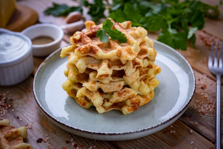 Gofres de patata con queso crema