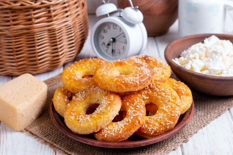 Bagels de requesón con mozzarella y harina de arroz