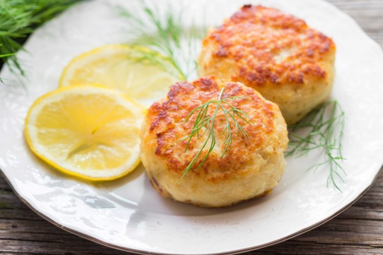 Cod Cutlets on a Baking Sheet in the Oven