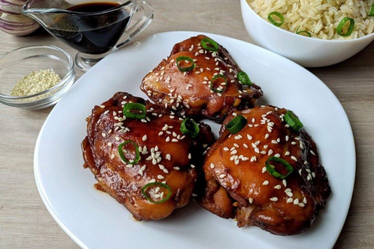 Chicken Thighs with Ginger in a Skillet