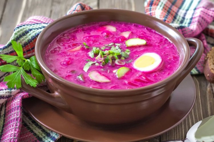 Healthy Okroshka with Beets and Sorrel