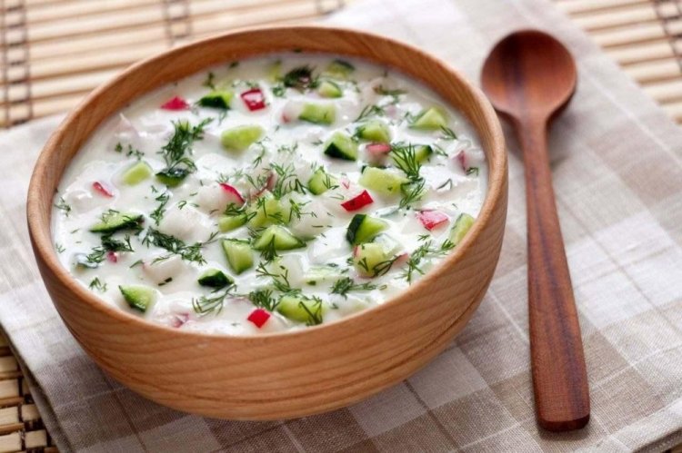 Healthy Okroshka with Chicken and Kefir