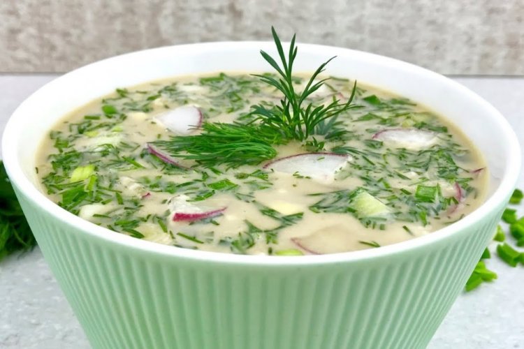 Healthy Okroshka with Sour Cream and Mustard