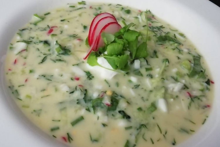 Healthy Okroshka with Wild Garlic