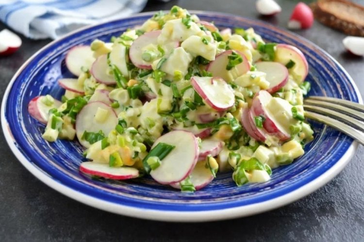 Radish, Egg, Potato, and Sausage Salad