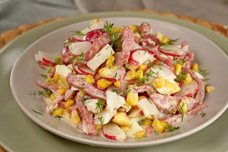 Radish, Egg, and Smoked Sausage Salad
