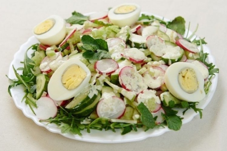 Radish, Egg, and Lettuce Salad
