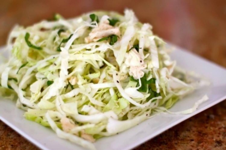 Cabbage, Cucumber, Chicken Fillet, and Cheese Salad
