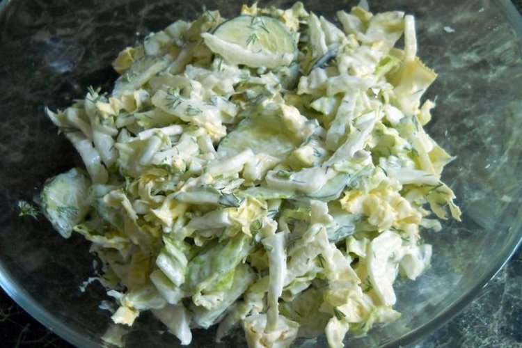Cabbage, Cucumber, and Suluguni Salad