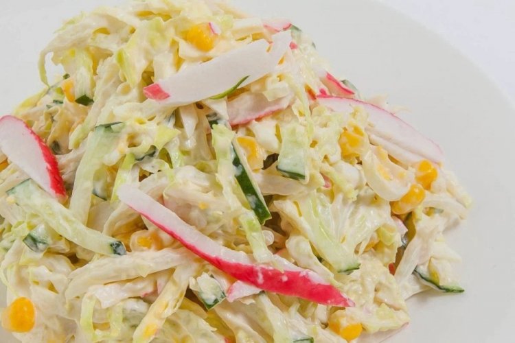 Cabbage, Cucumber, and Crab Stick Salad