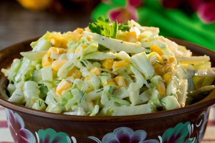 Cabbage, Cucumber, and Canned Corn Salad