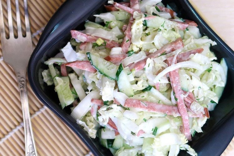 Cabbage, Cucumber, and Sausage Salad
