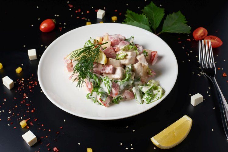 Bavarian Salad with Smoked Chicken and Croutons