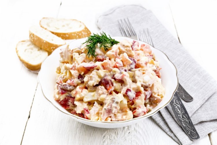 Bavarian Salad with Chicken Fillet and Tomatoes