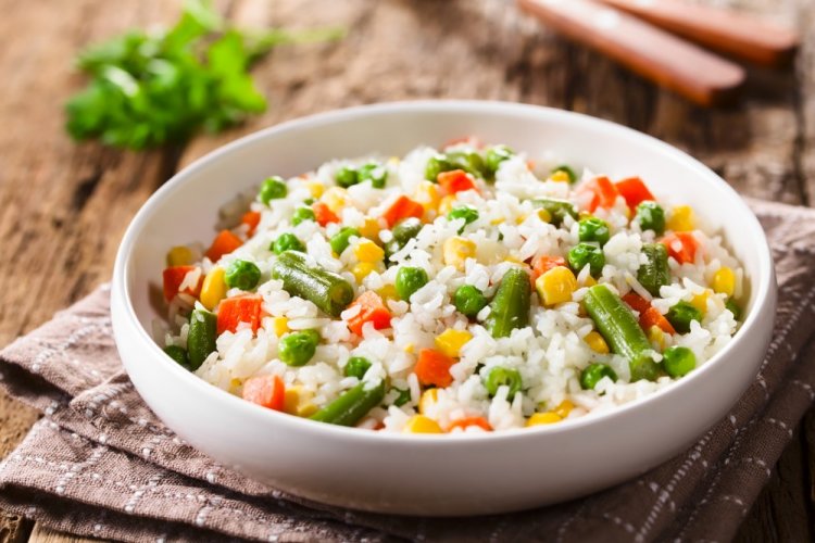 Rice with Vegetables in a Pan