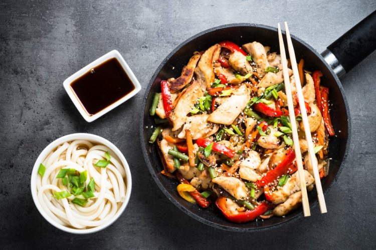 Fried Chicken with Vegetables and Soy Sauce