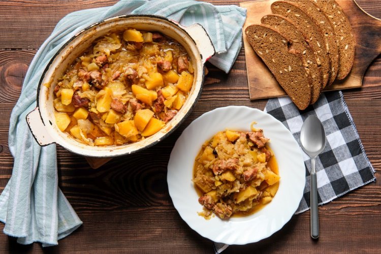 Pork Heart with Potatoes and Cabbage