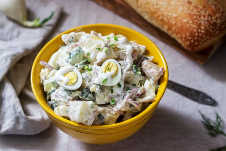 Pork Heart Salad with Potatoes and Pickled Cucumbers