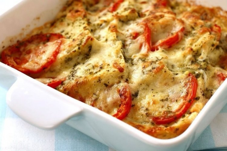 Fish Roe Casserole with Tomatoes