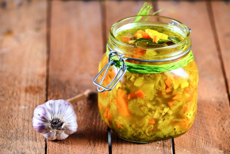 Vegetable Soup for Winter in Jars