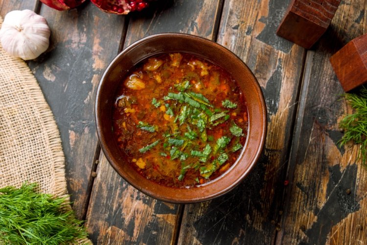 Kharcho Soup with Tkemali Sauce for Winter