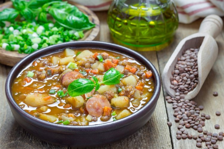 Vegetable Stew with Sausages from Frozen Vegetables