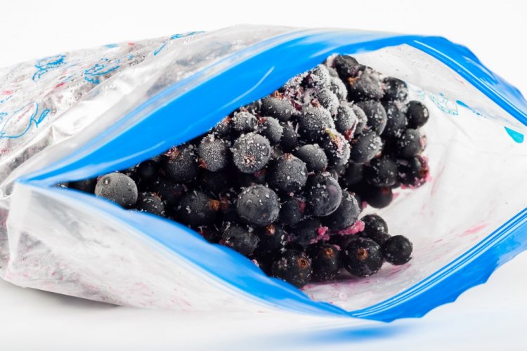 Frozen Black Currants in Zip-Top Bags for Winter