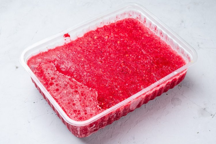 Frozen Crushed Wild Strawberries with Sugar for Winter