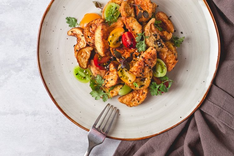 Crispy Eggplant and Bell Pepper Salad