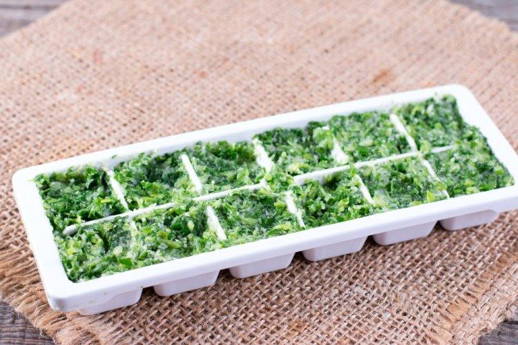 Eneldo congelado en aceite de oliva para el invierno