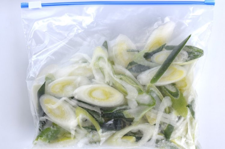 Frozen Green Onions in Plastic Bags