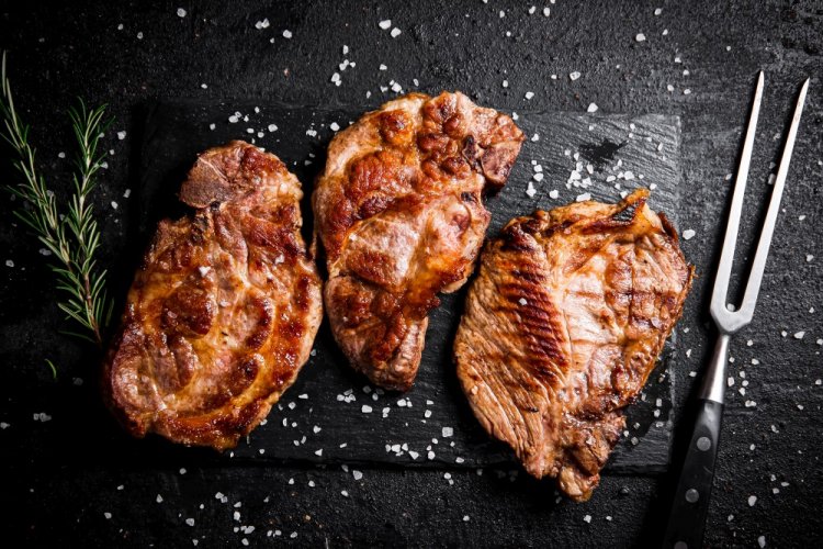 Pork Steaks Cooked in a Blend of Two Oils