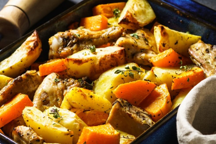 Fried Potatoes with Meat and Pumpkin