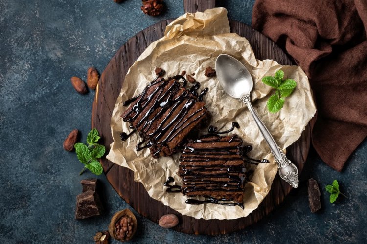 Healthy Oatmeal Flour Brownies in a Skillet