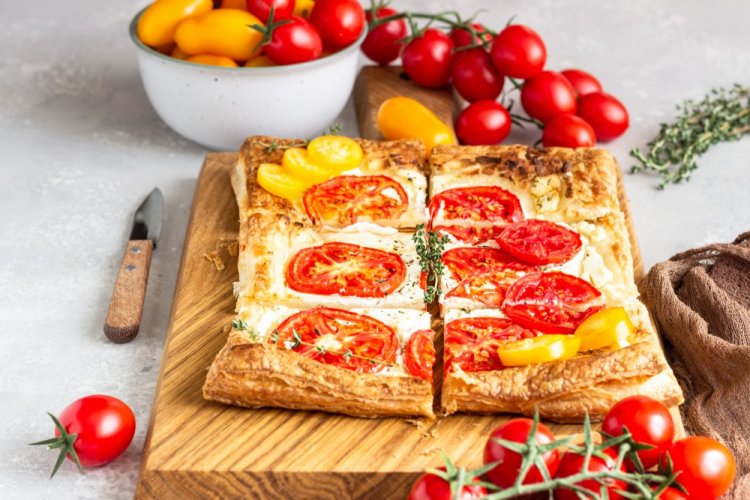 Puff Pastry Pie with Tomatoes and Mozzarella