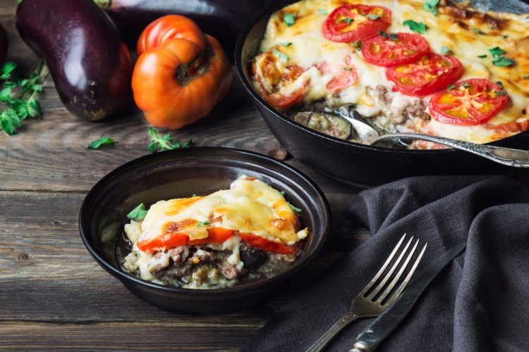 Greek Moussaka with Minced Meat and Eggplant
