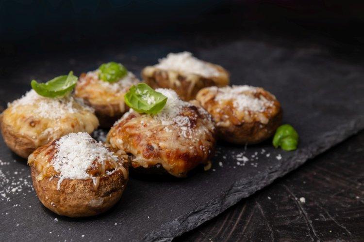 Grilled Mushrooms with a Cheese Crust